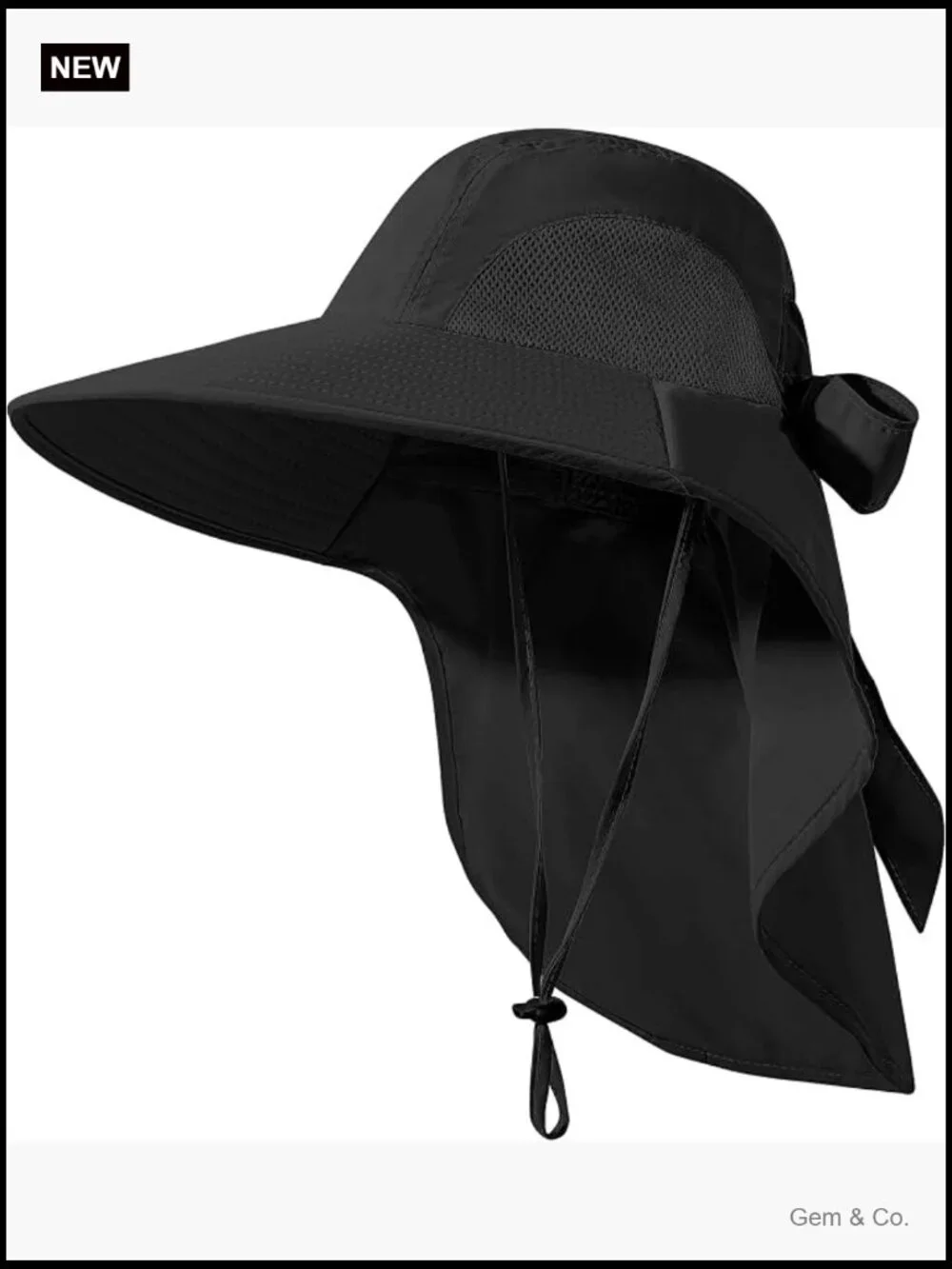 Foldable Waterproof Wide Brim Bucket Hat with Neck Flap for Fishing Hiking